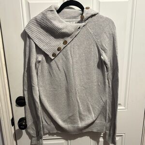GAP Heather Gray Cowl Neck Sweater with Button Detail
